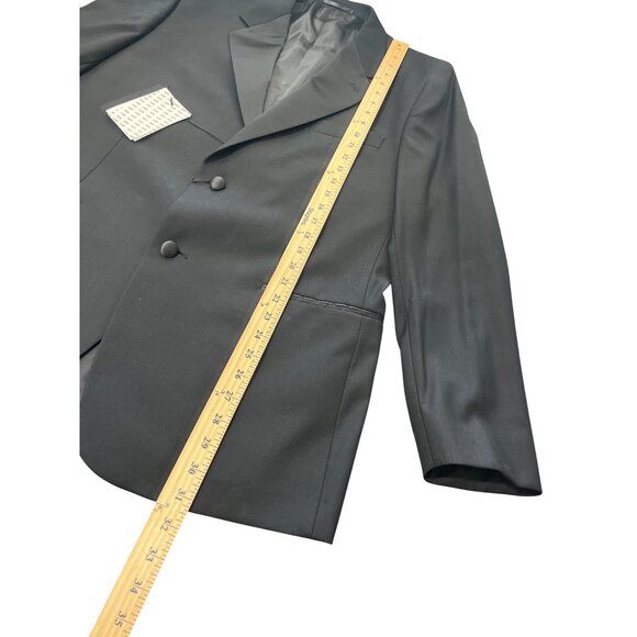 Cardi Super 150 Black Tuxedo Jacket 2-Button Notch C7112 Italy Mens 42R NEW - Picture 6 of 8